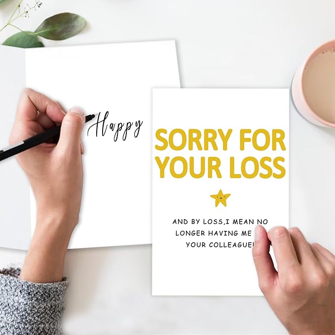 Funny New Job Congrats Card for Coworker, Cheeky Going Away Card, Leaving Gift for Work Bestie, Goodbye Card for Your Colleague, Sorry For Your Loss