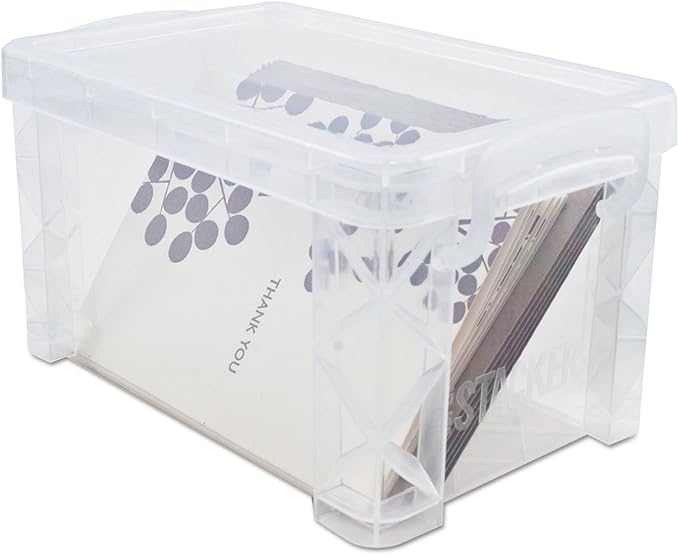 Advantus Super Stacker 4" x 6" Index Card Box, Clear, 1 Box, 40305
