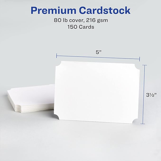 Avery Postcards with Scalloped Corners and Sure Feed Technology, 3.5" x 5", Matte White, 100 Cards Total, Laser/Inkjet Printable Cards (5626)