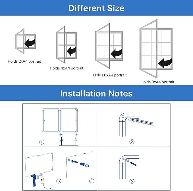 SWANCROWN Enclosed Bulletin Pin Fabric Boards Tamperproof Notice Case for Message Memo Photo,Grey,28x26inch (6xA4)