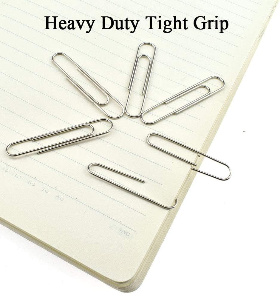 Vinaco Paper Clips Smooth Silver, Medium and Jumbo Paper Clip (1.3 inch & 2.0 inch), Durable and Rustproof, Coated Paper Clips Great for Office School and Personal Use