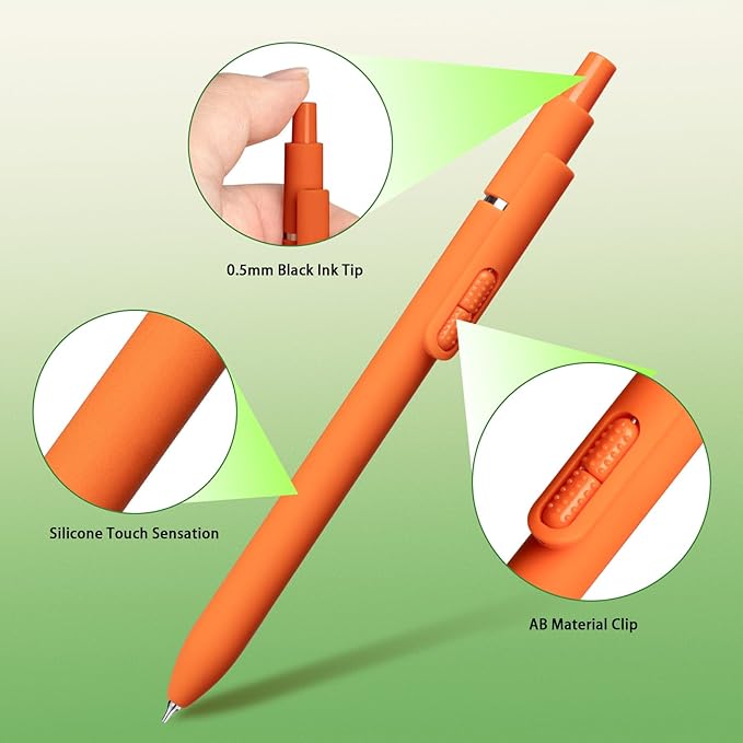 Gel Pens, 16 Pcs Quick Dry Black Ink Pen Fine Point 0.5mm Smooth Writing Pen, Large Capacity Long Lasting Ink Retractable Pens Gift Set for Journaling Note Taking, School Office, Home Supplies