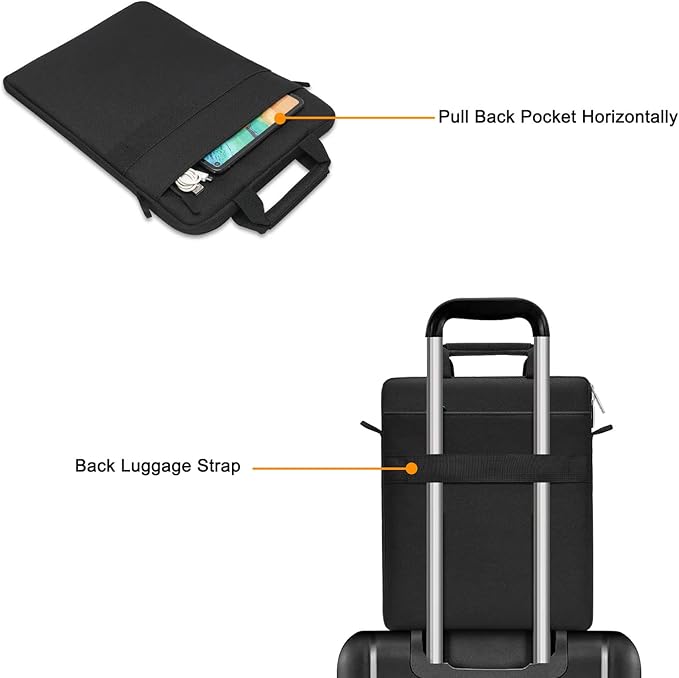 MOSISO Vertical Laptop Shoulder Bag Compatible with MacBook Air/Pro,13-13.3 inch Notebook,Compatible with MacBook Pro 14 2023-2021 A2779 M2 A2442 M1 with Front Raised Pockets&Fix Handle&Belt, Black