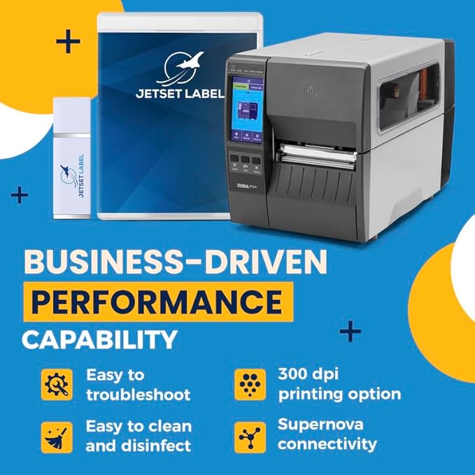 Zebra ZT231 (Zebra ZT230 Replacement) | Thermal Transfer & Direct Thermal 203 DPI | ZT23142-T01000FZ | USB, Serial, Ethernet, Bluetooth Connectivity, Tear Bar | Includes Jetset Software
