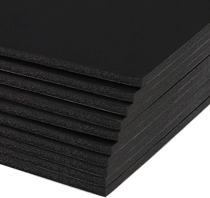 Mat Board Center, Pack of 10 Acid-Free Foam Boards, 20x24 inch Black Foam Boards, 3/16" Thick
