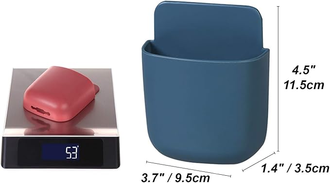 3 Pcs Remote Control Holder, Wall Mount Pen Holder Hole-Free Self Adhesive Phone Charging Organizer Pencil Storage Containers for Home Office School Supply Orgaizer (Blue