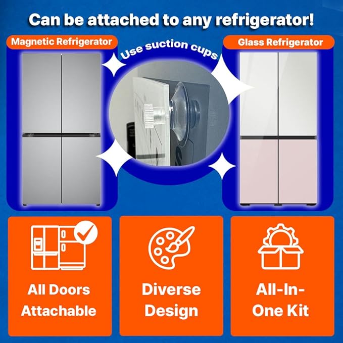 GEEKBEAR Dry Erase Refrigerator Calendar with 3 Markers - Attachable to Any Fridge with Special Suction Cups - Monthly and Weekly Designs, Acrylic - 15.7" x 10.6" (02. Modern Gray, Weekly)