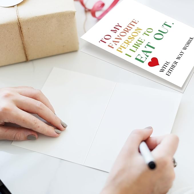 Funny Anniversary Card for Husband Wife, Dirty Birthday Card from Boyfriend Girlfriend, Naughty Valentine's Day Card for Him Her, To My Favorite Person I Like To Eat Out