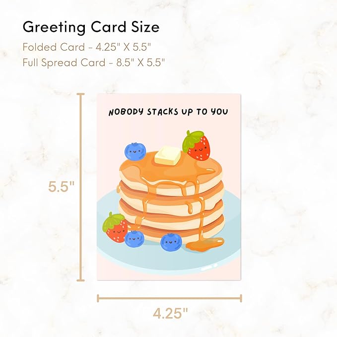 ALY LOU Cute Anniversary Birthday Card for Her Him/Girlfriend Wife/Husband Boyfriend, Friendship Thank You Kawaii Pancakes Foodie Greeting Card (Nobody stacks up to you)