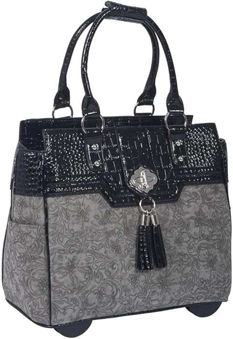 JKM and Company Alligator Compatible With Computer iPad, Laptop Tablet Rolling Tote Bag Briefcase Carryall Bag