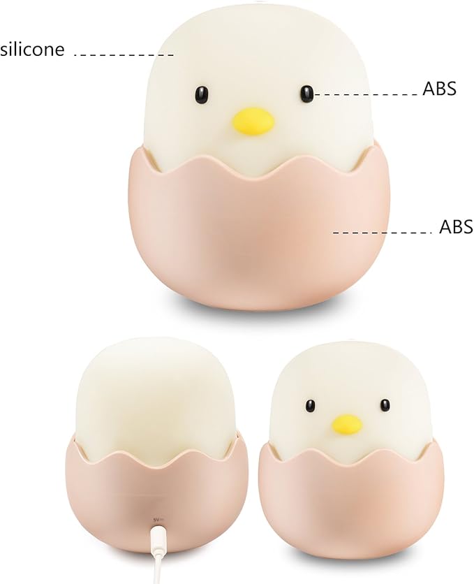 Kids Night Light, Cute Creative Egg Shell Baby Night Light with Touch Sensor, Nursery Night Lights, Kawaii Desk Accessories, Room Decor for Boys Girls Kids Gifts