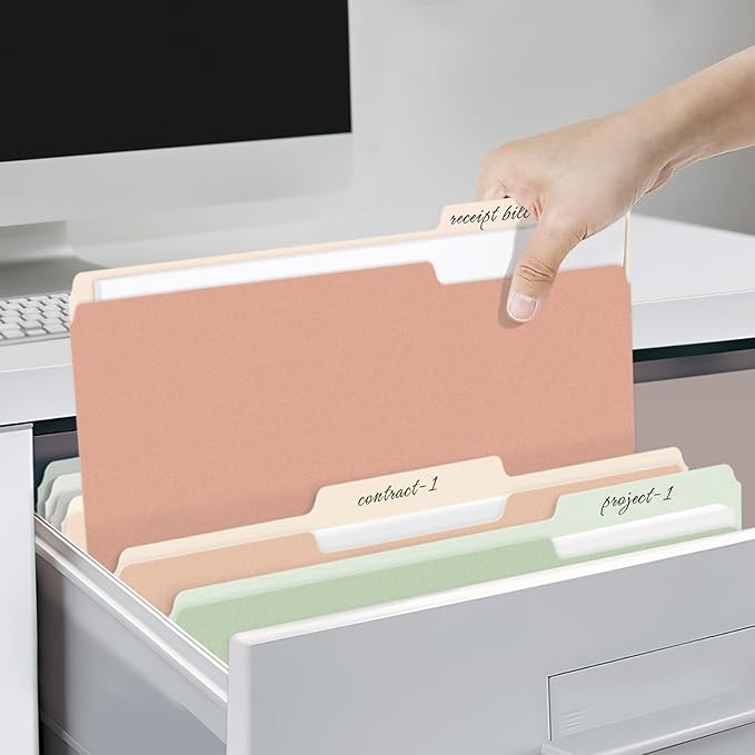 SUNEE File Folders, 30 Pack Manilla Folders 8.5 x 11, Colored File Folders Home Office School Supplies for Documents Files Paper,6 Pastel Colors