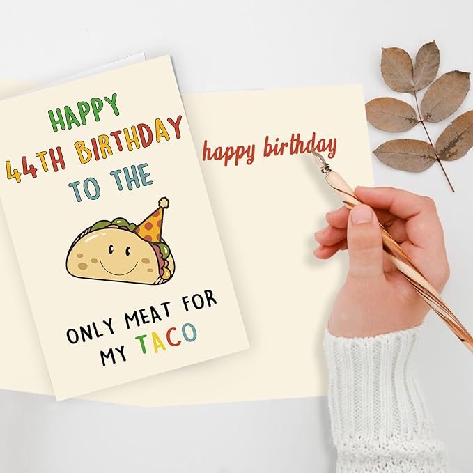 Funny 44th Birthday Card Gifts for Men, Happy 44th Birthday Decorations for Husband Him, Taco Gifts for 44 Years Old BdayMan, Cool 44 Mens Bday Ideas