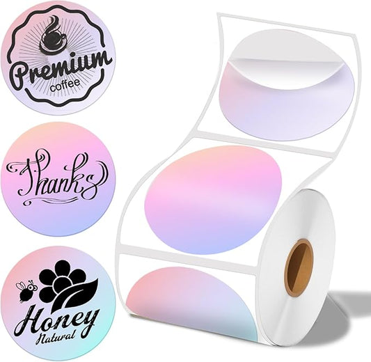 2 x 2 Round Thermal Labels, 2 inch Round Thermal Sticker Labels for Business and Home, for Label Printer, for M110/M220/M221 Label Maker，140 Labels for Printer, Fantasy Purple