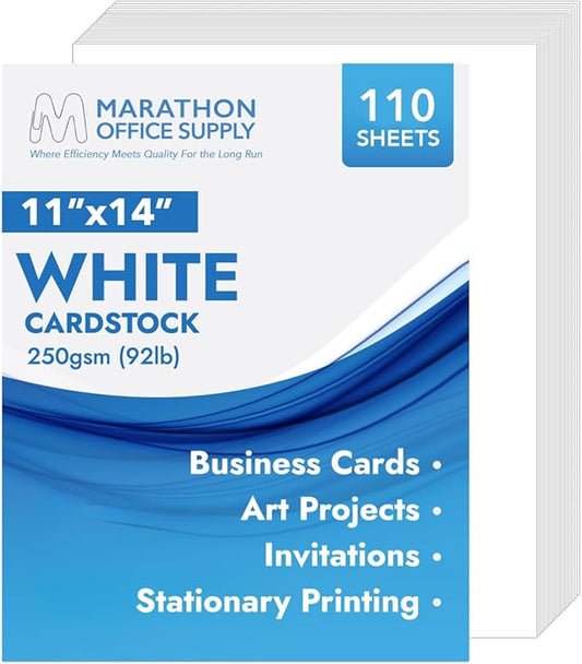 MOS Cardstock Paper – 11” x 14”, 250 GSM, 110 Sheets – Heavyweight White Poster Board Paper for Menus, Certificates & Crafts – Smooth Finish, Printer-Friendly