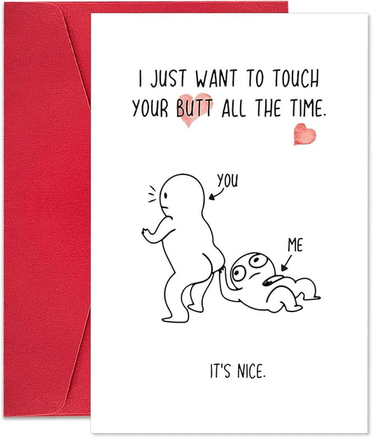Ogeby Funny Valentines Day Card Gifts for Boyfriend Girlfriend, Naughty Valentines Day Gifts for Husband Wife, Cute Anniversary Card for Him Her, Touch My Butt Love Card