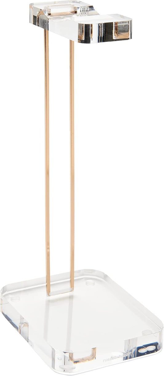russell+hazel Acrylic Headphones Stand, Office Accessories, Clear, with Gold Hardware, 4” x 5” x 10.5” (93922)