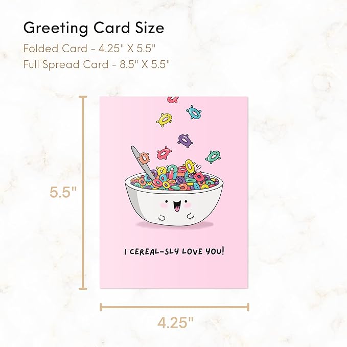 ALY LOU Birthday Card Anniversary Mother's Day Father's Day/Mom Dad/Her Him/Husband Boyfriend/Girlfriend Wife/Greeting Card (I Cereal-sly Love You)