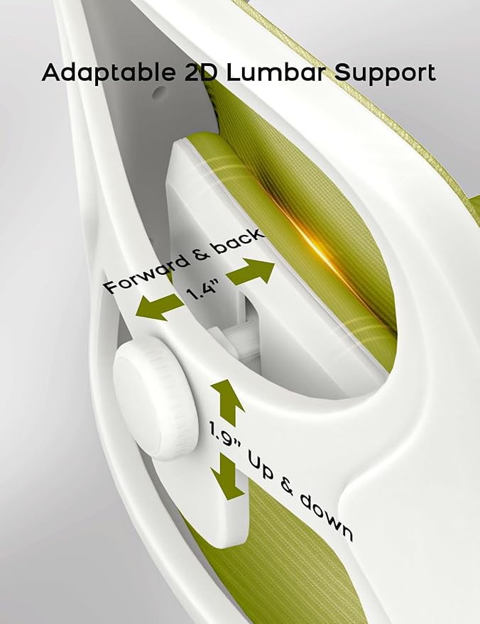 Mesh Office Chair Ergonomic Desk Chair with Up&Down Front&Rear 2 Dimensions Adjustable Lumbar Support and Flip-up Arm Rocking Comfy Swivel Computer Task Chair for Home Office(White-Green)