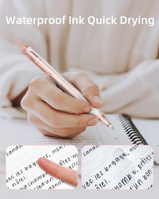 Nicpro 13Pack Pastel Gel Ink Pen Set with Case, Cute Retractable 0.5mm Fine Point Pen, 12 Pink Pens Black Ink with 1 Highlighter, Aesthetic Pens for Student Note Taking,Writing,Office Supplies (Pink)