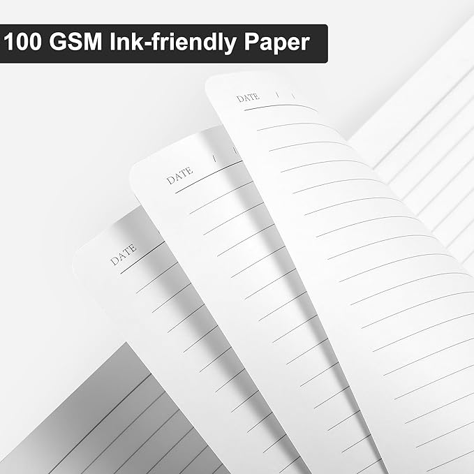 CAGIE Lined Journal Notebook, 320 Pages College Ruled Notebook, 100 Gsm Paper Thick Journal, B5 Hardcover Leather Journals for Writing Women Men, 7.6x10 In, Black