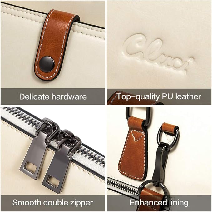 CLUCI Leather Briefcase for Women 15.6 Inch Laptop Business Vintage Slim Ladies Shoulder Bag