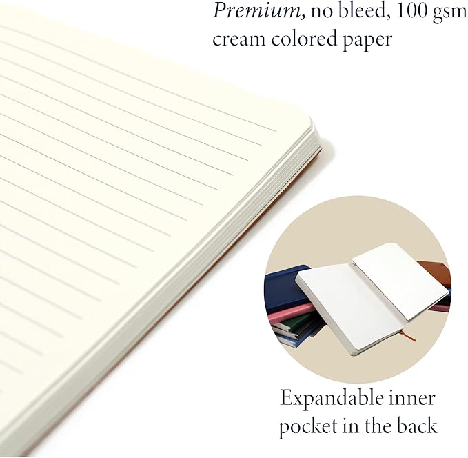 Softcover Ruled Journal with Thick 80 gsm Lined Cream Paper A5 size (8.3 inches x 5.4 inches) - Daily Writing Notebook Journal for Travel, School and Office Use - Diary Journal for Women and Men - Black