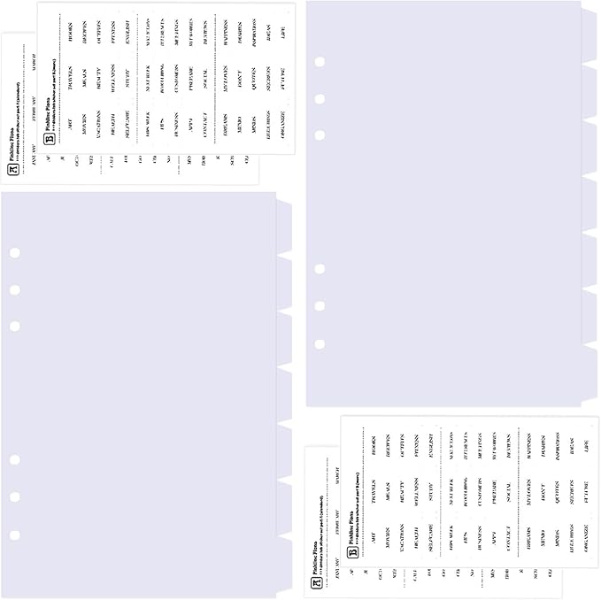 DY.2ten White Binder Dividers for 6-Holes Ring Binder, 1/7 Cut Tabs, A5 Size, Sturdy Plastic Dividers with 7 Tabs for School Office Home, 2 Sets, 14 Dividers, 2 Tab Stickers.