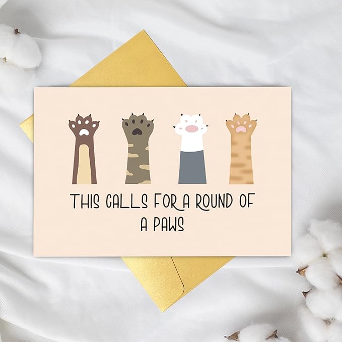 Supoeguk Funny Graduation Card for Friends, Cute Paws Congratulations Card for Him Her, Lovely Proud of You Card, New Job Card