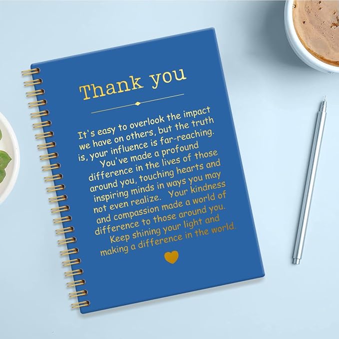 Thank You Navy Blue Hardcover 160 Pages Spiral Notebooks, Funny Thank You Gifts for Women Men Coworkers Leader Mentor, Appreciation Gifts for Employees, Thanksgiving Gifts for Colleagues Leaders