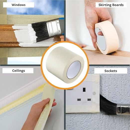 GTSE Wide Masking Tape, 4 inches x 55 Yards (164 ft), Multi-Surface Adhesive Painting Tape, 1 Roll