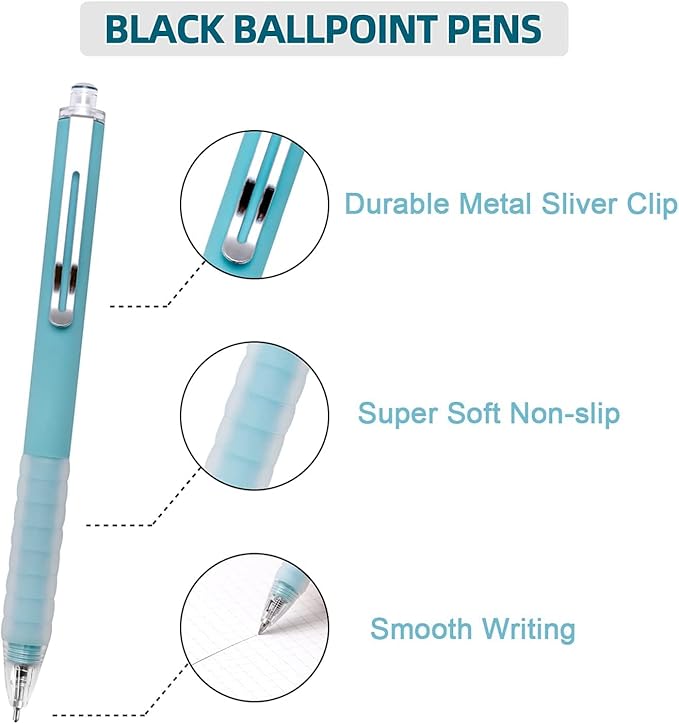 Pens, Pens Fine Point Smooth Writing Pens, Personalized Ballpoint Pens Bulk, Flair Colorful Pens, Black Ink 1.0 mm Journaling Pen, Office Supplies for Women & Men, Note Taking(12-pack)