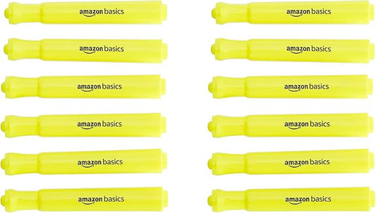 Amazon Basics Yellow Highlighters 12 Pack, Chisel Tip, Office and School Supplies