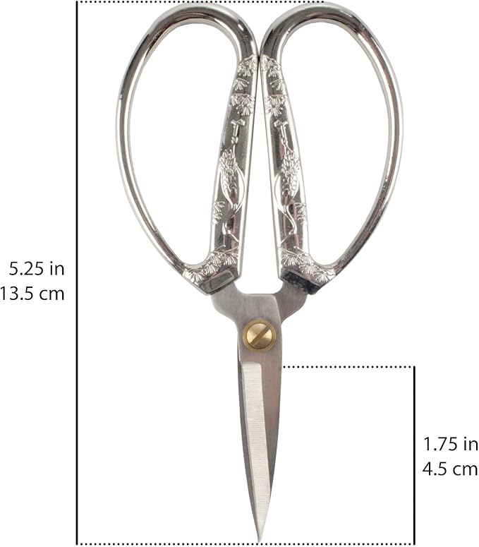 JubileeYarn Crane Motif Small Embroidery Craft Scissors - Brushed Nickel - 10 Scissors