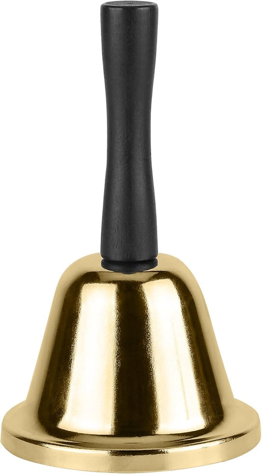 MROCO Gold Hand Bell, Steel Call Bell for Wedding, Adults, Dinner Bells for Food Line, Classroom Bells for Inside, Alarm, Jingles, Ringing