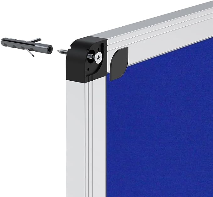 VIZ-PRO Notice Board Felt Blue, 36 X 24 Inches, Silver Aluminium Frame