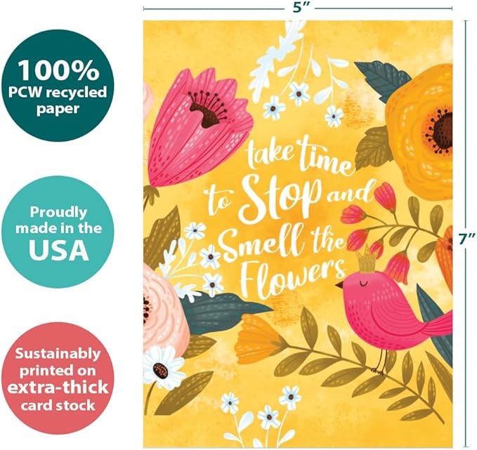 Tree-Free Greetings - Birthday Card - Artful Designs - 1 Card + Matching Envelope - Made in USA - 100% Recycled Paper - 5 x 7 - Smell the Flowers (GO61214)