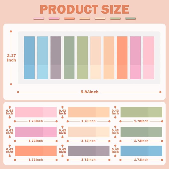 800Pcs Books Tabs for Annotating, Tabs for Notebooks, Sticky Tabs, Morandi Page Markers, Multi-Colored Writeable and Repositionable Book Flags Strip (800Pcs)