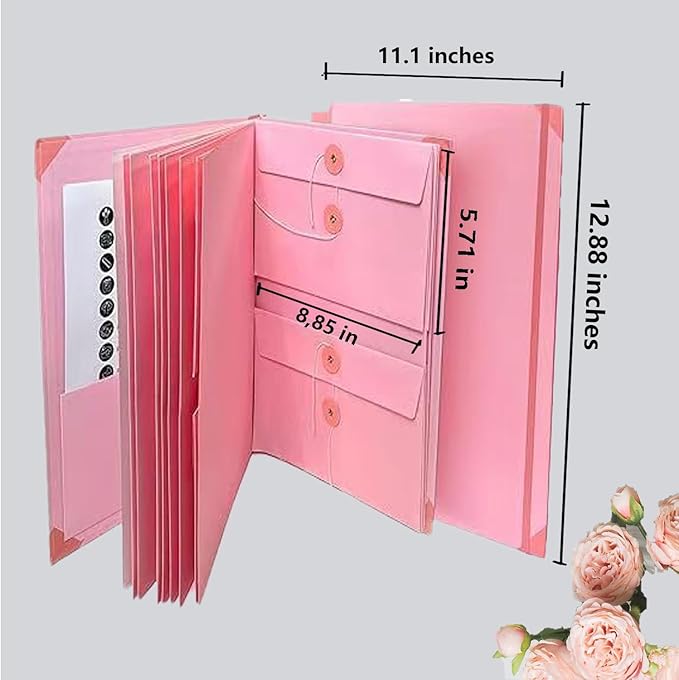 in Case I Go Missing Binder,The Folio Document Organizer,Lifebook Document Organizer with Labels,Suitable for Important Document,Emergency Binder,Life Binder,Passports,and Letters(Pink)
