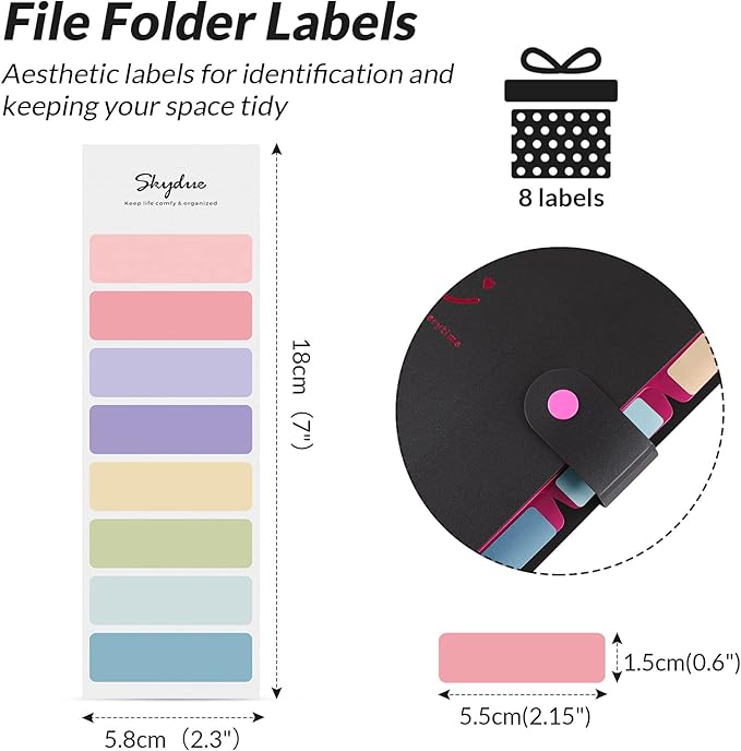 SKYDUE Letter A4 Paper Expanding File Folder Pockets Accordion Document Organizer (Black)