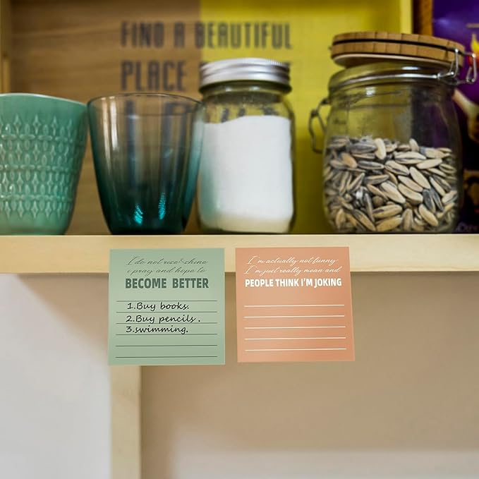 Post it Notes 3x3 Cute and Aesthetic Sticky Notes Planner Notepad - 450 Sheets - Desk Accessories for School, Office, and Home - Ideal Gifts for Teachers, Women, and Coworkers (Sayings Line)