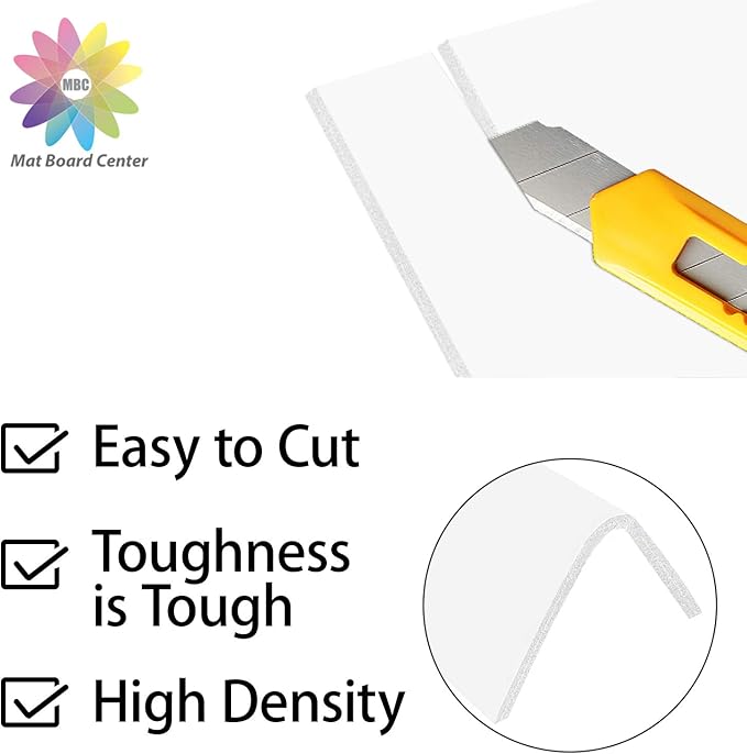 Mat Board Center, Pack of 10 Acid-Free Foam Boards, 8x10 inch White Foam Boards, 1/8" Thick