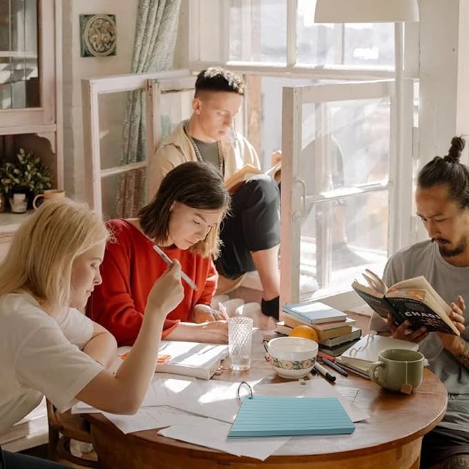 250 PCS Lined Colored Index Flashcards, 3x5 Inches Flash Cards with Ring, with Ring Lined Flashcards, Colored Index Cards, Punched Lined Study Cards, Colored Heavy NotecardsWith Ring