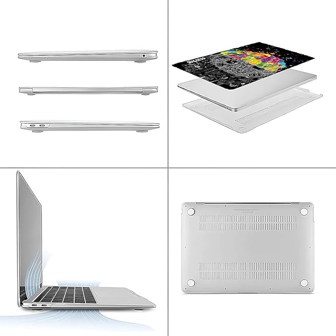 Compatible with MacBook Air 13.6 Inch Case 2024 2023 2022 Release Model A3113 M3 A2681 M2, Left Right Brain Hard Plastic Shell Cover Case