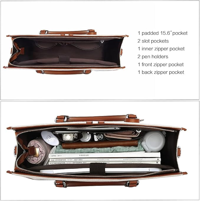 CLUCI Briefcase for Women Leather Laptop 15.6 Inch Business Ladies Work Computer Tote Bags