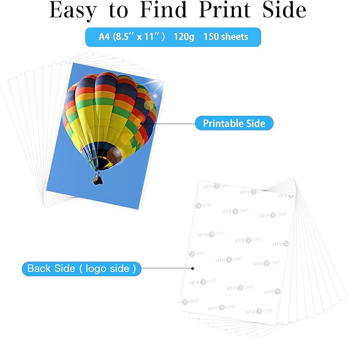 HTVRONT Sublimation Paper 8.5 x 11 inches - 150 Sheets Sublimation Paper Compatible with Inkjet Printer 120gsm