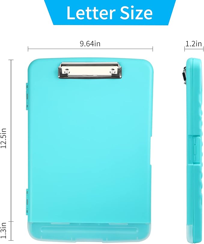 Clipboard with Storage, Large Capacity Nursing Clipboards with Low Profile Clip, Heavy Duty Plastic Storage Clipboard with Pen Holder, Side-Opening, Multifunctional Clipboard Case for Writing