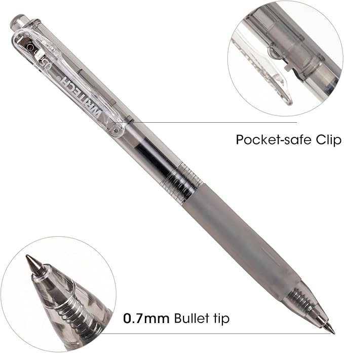 WRITECH Retractable Fine Point Gel Pens (Black)