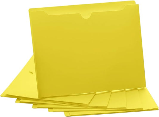 Yellow File Jackets, 2 Inch Expansion, Letter Size, Reinforced Straight-Cut Tab, 6 Pack