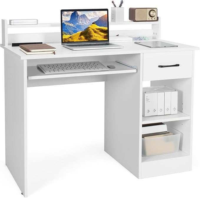 Giantex 2-Tier Office Desk, White